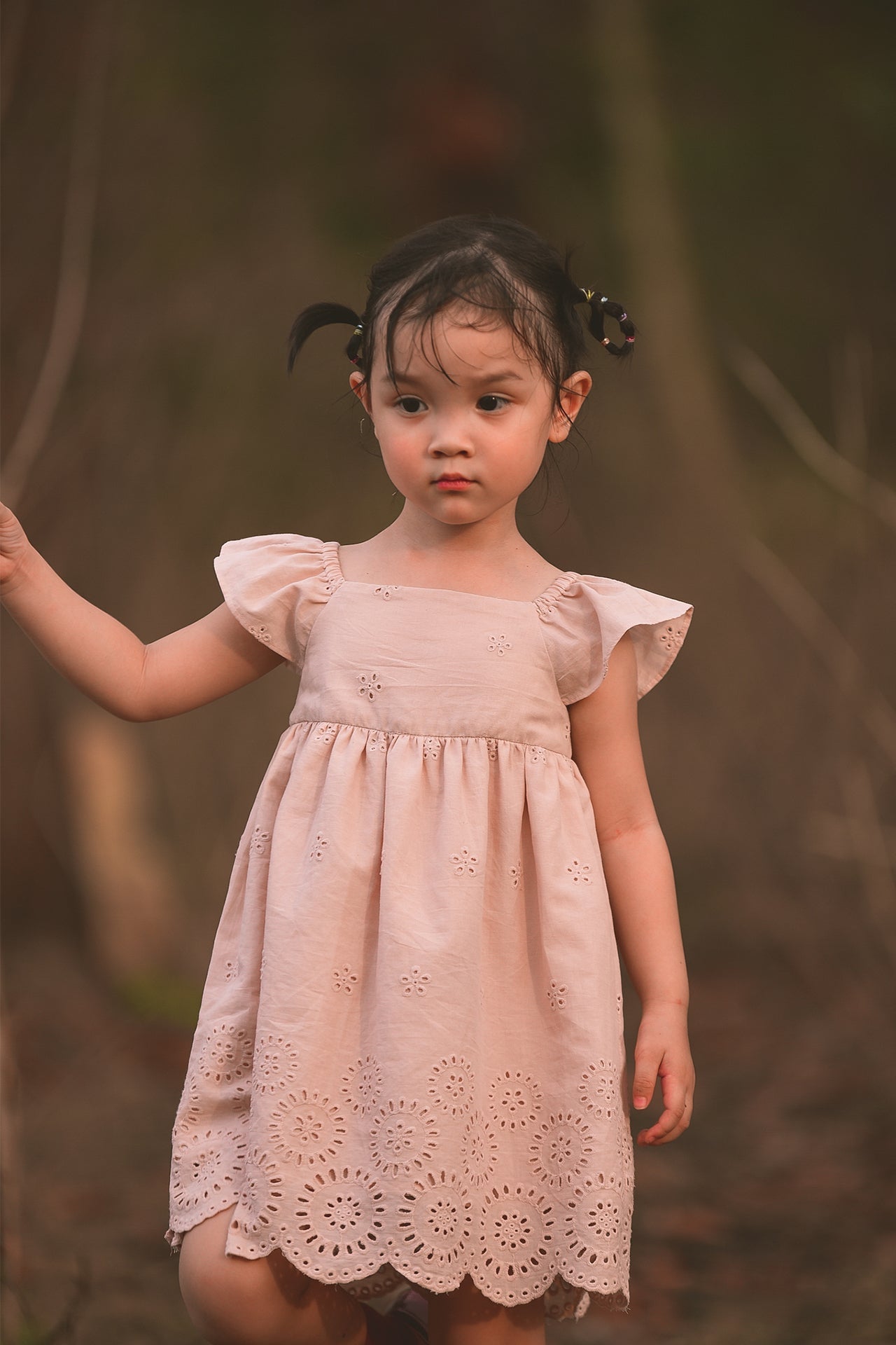 Embroidered Cotton Dress and Bloomers Set