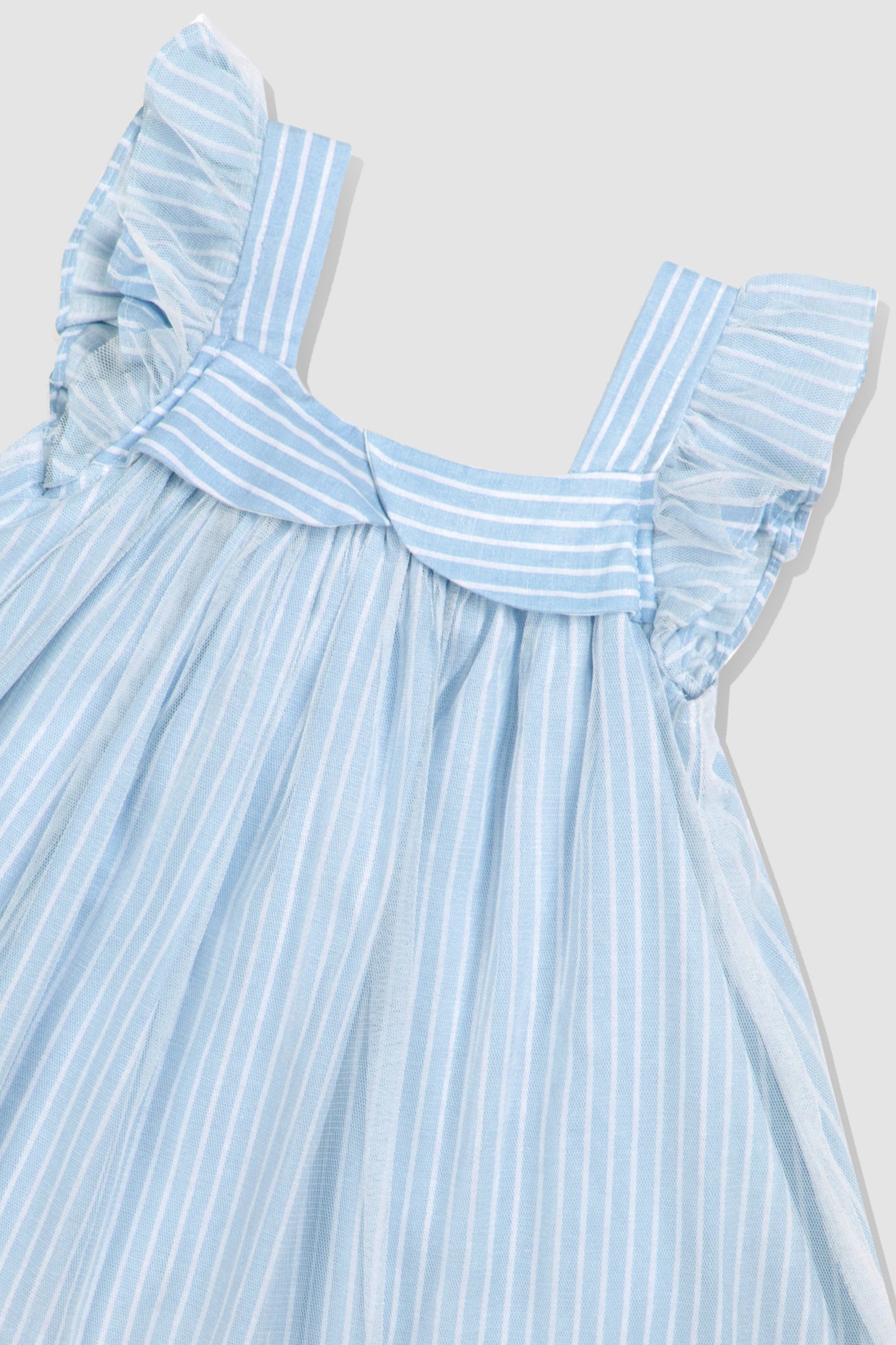 Blue Striped Mesh Dress