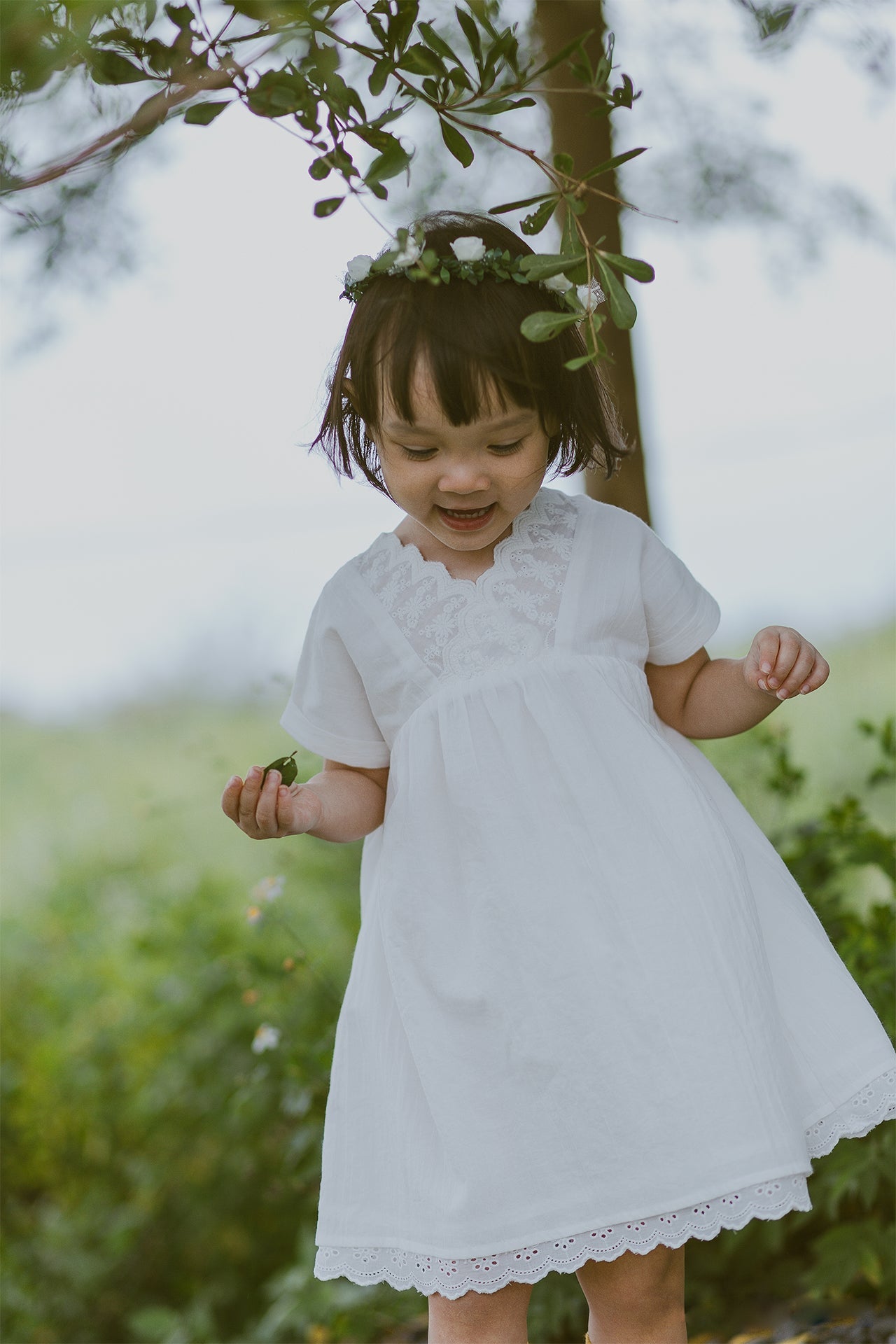 Lace-Trimmed Cotton Tunic Dress