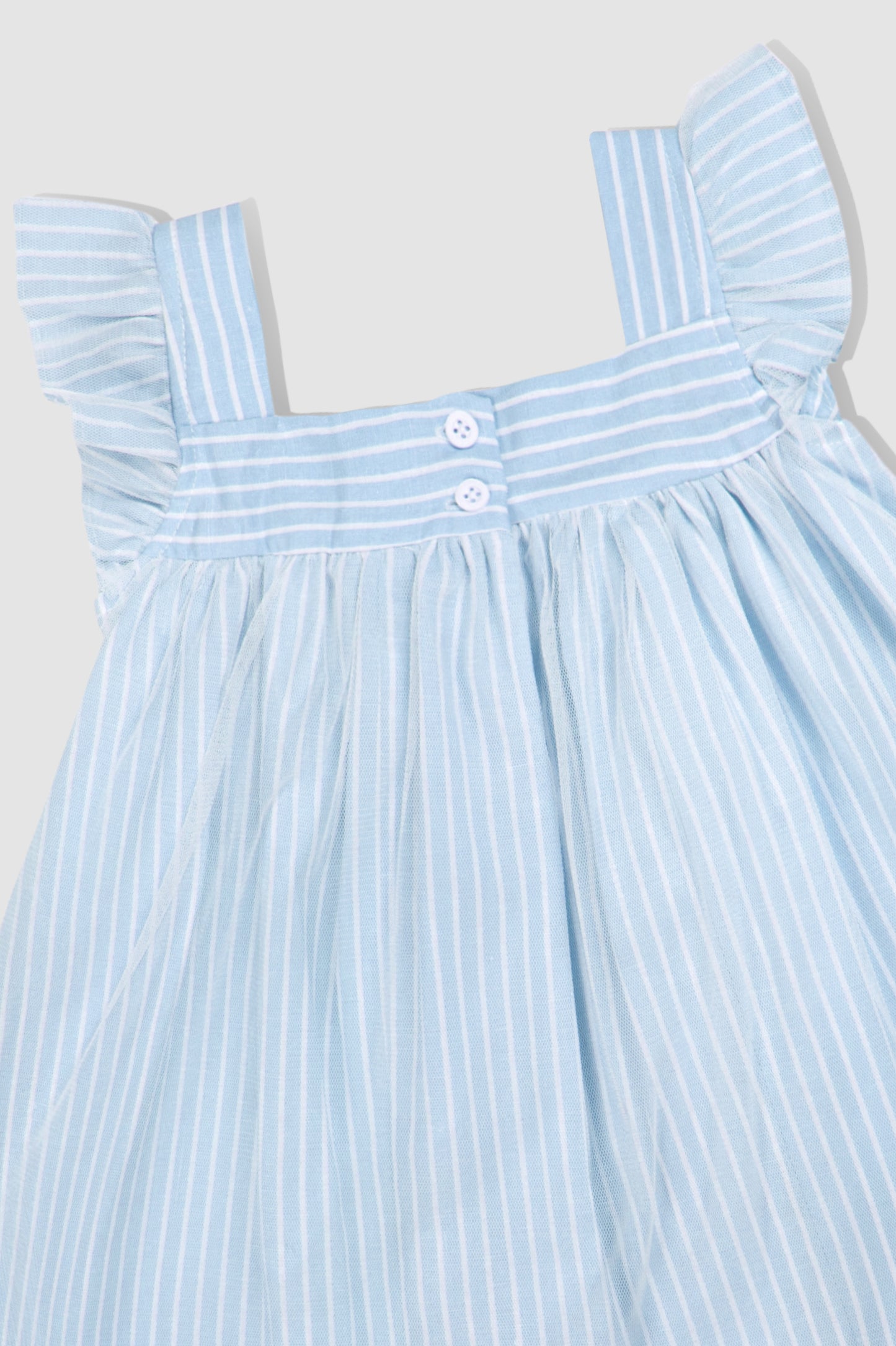 Blue Striped Mesh Dress