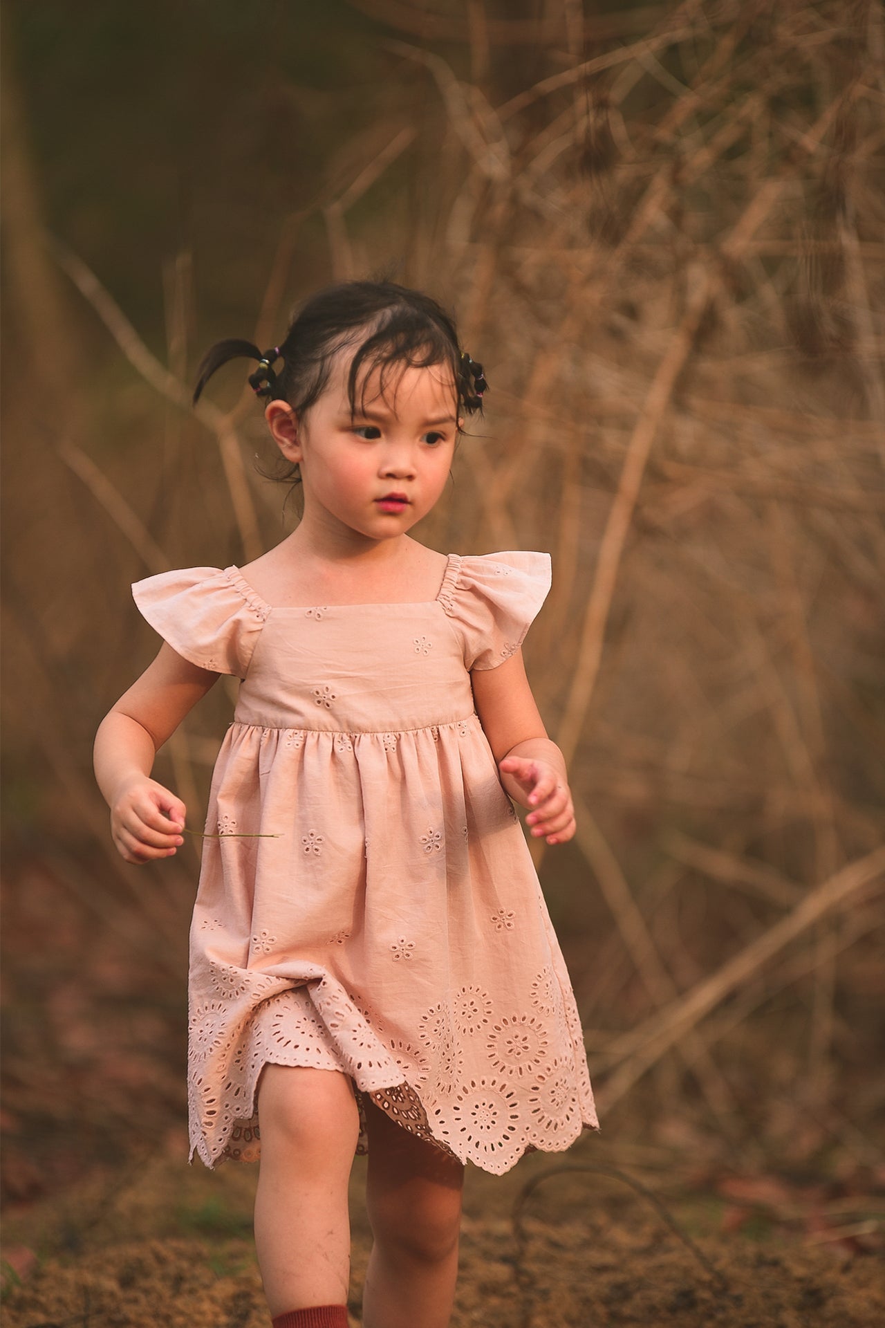 Embroidered Cotton Dress and Bloomers Set