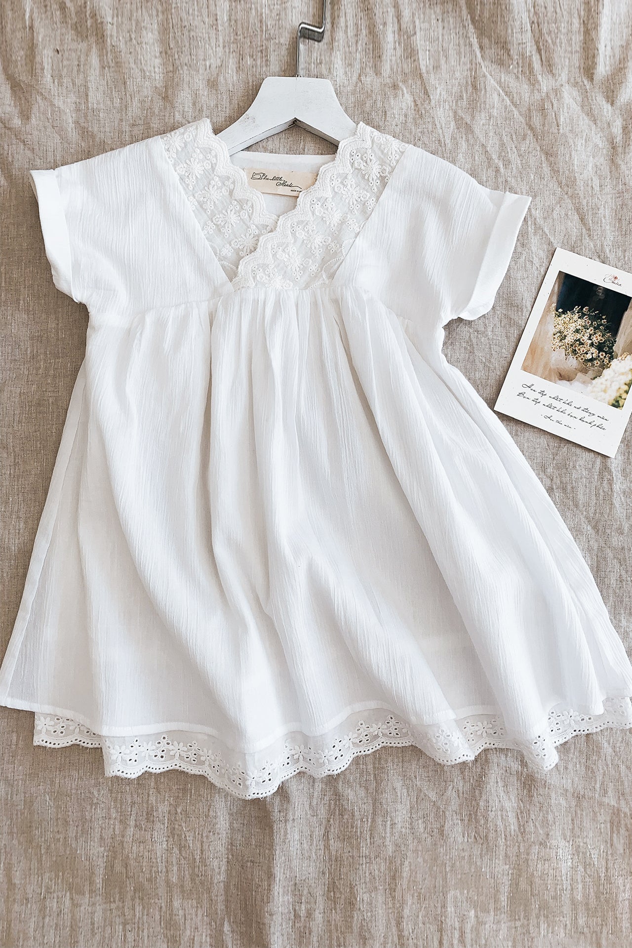 Lace-Trimmed Cotton Tunic Dress