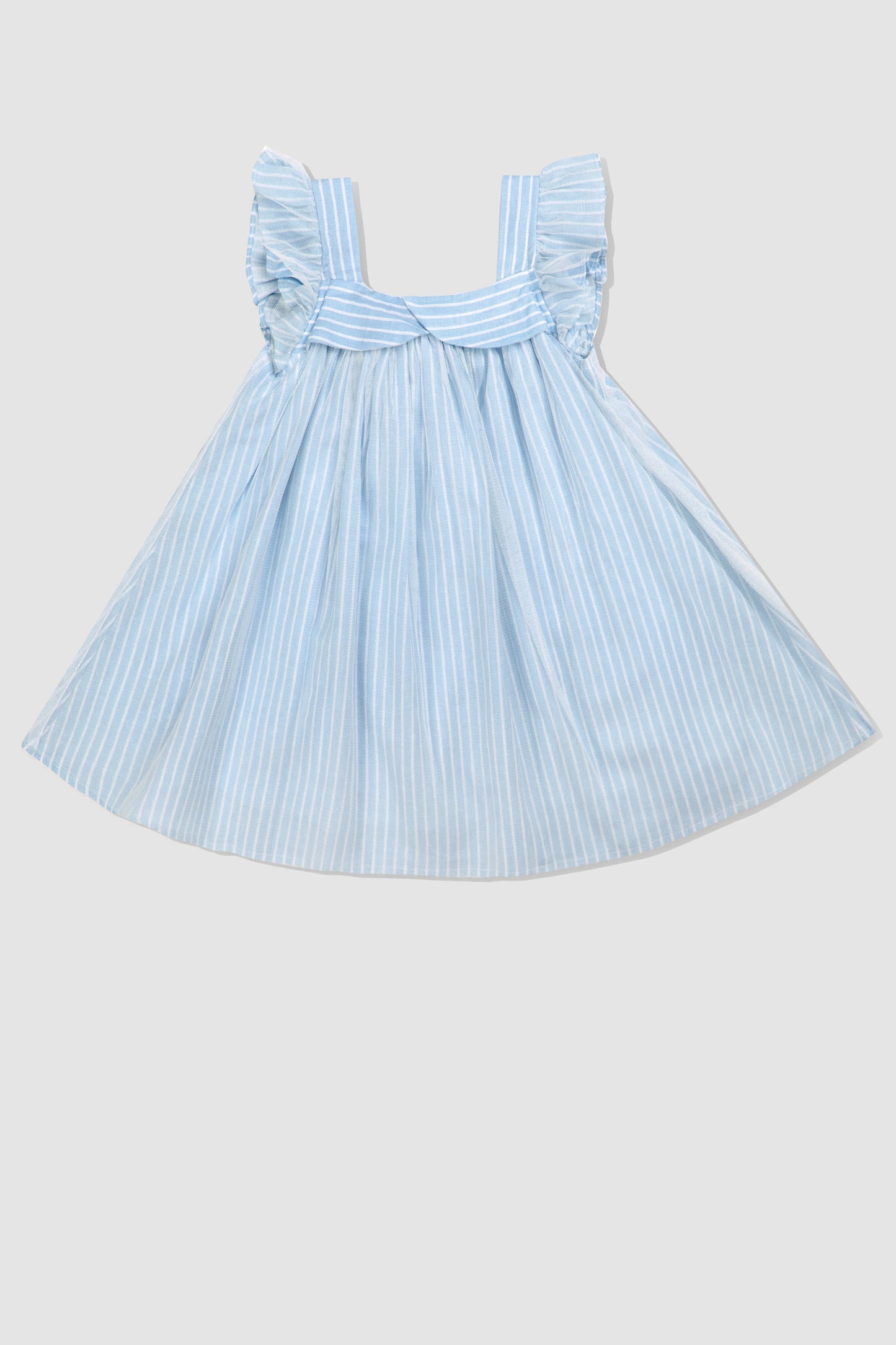 Blue Striped Mesh Dress