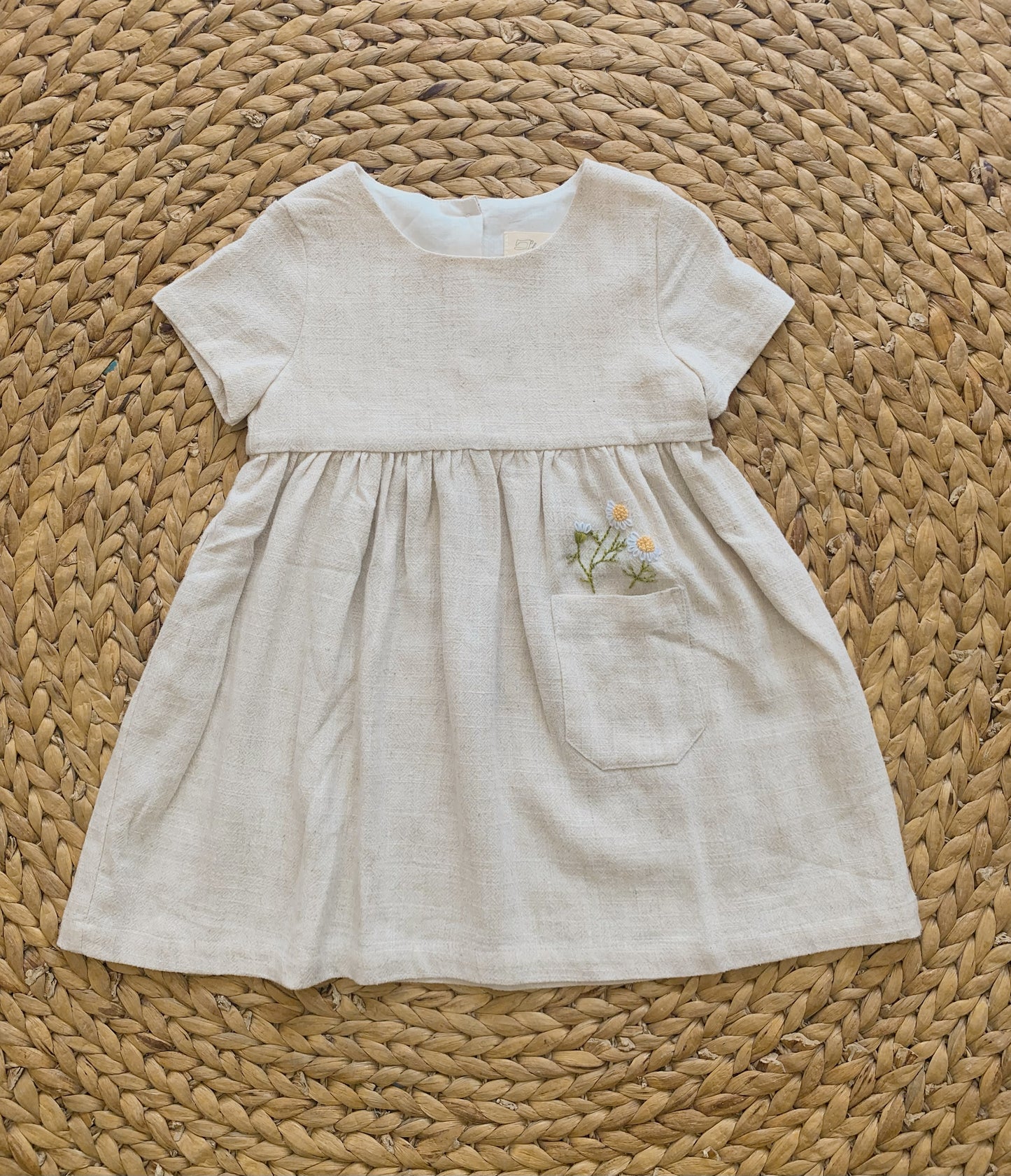 Daisy Embroidered Linen Dress