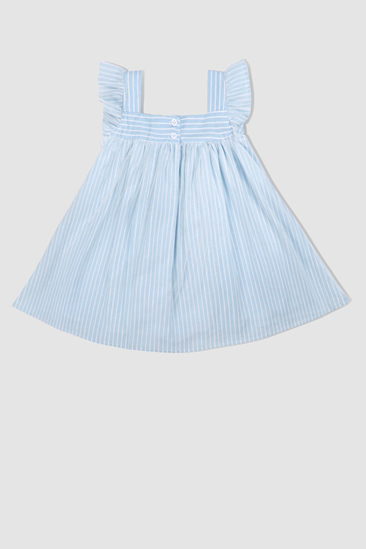 Blue Striped Mesh Dress